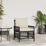 Scaun de grădină cu perne Negru 60x70x78 cm Ratan GartenMobel Dekor
