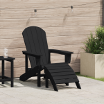 Scaun Adirondack cu suport pentru picioare Negru HDPE GartenMobel Dekor