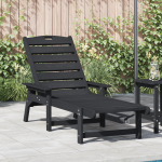 șezlong Negru 53x162x98.5 cm HDPE GartenMobel Dekor