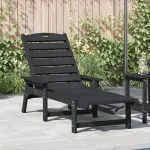 șezlong Negru 53x162x98.5 cm HDPE GartenMobel Dekor