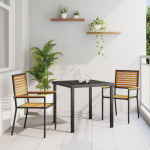 2 scaune de grădină stacking  cu perne negre din ratan poliesteric GartenMobel Dekor