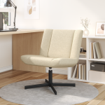 Scaun Accent Crem Tapițerie din Poliester, Cadru din Metal Mediu GartenMobel Dekor