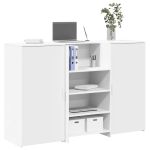 Birou de recepție alb 155x50x103,5 cm din lemn prelucrat GartenMobel Dekor