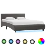 Cadru de pat cu LED, gri, 120 x 200 cm, piele ecologică  GartenMobel Dekor