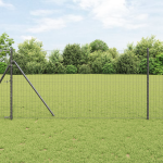 Gard Euro cu 13 Stâlpi 1x25 m Oțel Galvanizat Gri GartenMobel Dekor