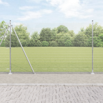 Gard din plasă sudată cu 13 stâlpi flanșați 1.4x25 m Oțel galvanizat GartenMobel Dekor