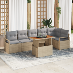 Set de Sofa de Grădină  cu Perne Bej Ratan Poli, Sofa de Grădină  cu 2 Locuri cu Spațiu de Stocare & Perne Bej Ratan Poli GartenMobel Dekor