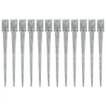 Țăruși de sol, 12 buc., argintiu, 9x9x90 cm, oțel galvanizat GartenMobel Dekor