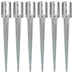 Țăruși de sol, 6 buc., argintiu, 10 x 76 cm, oțel galvanizat GartenMobel Dekor