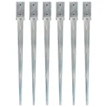 Țăruși de sol, 6 buc., argintiu, 7x7x90 cm, oțel galvanizat GartenMobel Dekor