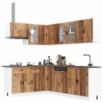 Set de dulapuri de bucătărie 11 piese „Porto” Lemn vechi lemn GartenMobel Dekor
