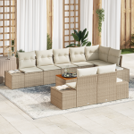 Set de sofa pentru 9 persoane cu perne bej din poliratan GartenMobel Dekor