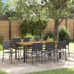 Set de dining pentru grădină cu 9 piese din poliratan negru GartenMobel Dekor