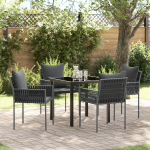 Set de 3 Negru, Gri Închis Rattan PE Standard Robust GartenMobel Dekor