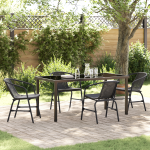 Set de dining de grădină 5 piese Negru Poly Ratan GartenMobel Dekor
