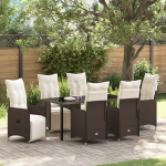 Set de dining de grădină 7 piese cu perne maro din rattan poli GartenMobel Dekor