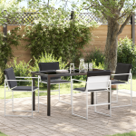 Set de dining pentru grădină 5 piese cu perne Alb Textilenă și Oțel GartenMobel Dekor