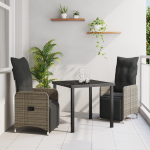 Set de mobilier de grădină de 3 piese cu perne gri din rattan poli GartenMobel Dekor