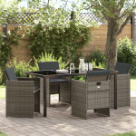 Set de Dining pentru Grădină cu 5 Piese și Perne Gri din Poliratan GartenMobel Dekor