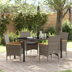 Set de Dining pentru Grădină cu 5 Piese și Perne Ratan Gri GartenMobel Dekor