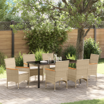 Set de Dining pentru Grădină de 7 Piese cu Perne Bej Poliratan GartenMobel Dekor