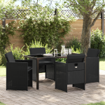 Set de dining din 5 piese pentru grădină cu perne, negru, din ratan sintetic GartenMobel Dekor