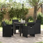 Set de dining pentru grădină 5 piese cu perne Rattan Poli negru GartenMobel Dekor