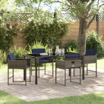 Set de dining pentru grădină cu perne Gri Poliratan GartenMobel Dekor