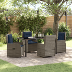 Set de 5 Piese pentru Masă de Grădină Gri din Rattan Poly GartenMobel Dekor