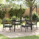 Set de Dining Grădină de 5 Piese cu Perne Negru Poliratan GartenMobel Dekor