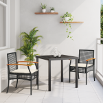 Set de dining de grădină 3 piese cu perne Negru Ratan Polimer GartenMobel Dekor