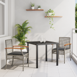 Set de dining de grădină 3 piese cu perne gri din poliratan GartenMobel Dekor