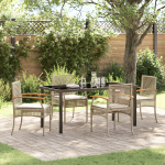 Set dining grădină cu 5 piese și perne bej din rattan poli GartenMobel Dekor