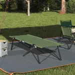 Pat pliabil cu geantă verde armat din țesătură Oxford 600D GartenMobel Dekor