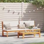 Șezlong cu funcție 3-in-1 și perne crem din lemn solid de acacia GartenMobel Dekor