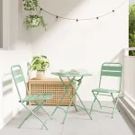 Set Bistro Pliabil 3 Piese Mint Deschis din Oțel GartenMobel Dekor