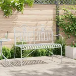 Bancă Alb Metal 103.5 x 59 x 89 cm Super durabilă GartenMobel Dekor