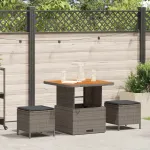 Set de dining pentru grădină 3 piese cu perne gri din poliratan și acacia GartenMobel Dekor