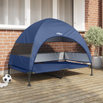 Pat pentru câini ridicat cu copertină detașabilă Bleumarin XL Oțel GartenMobel Dekor
