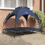 Pat ridicat pentru câini cu acoperiș detașabil bleumarin XL din oțel GartenMobel Dekor