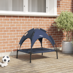Pat ridicat pentru câini cu copertină detașabilă Bleumarin Oțel GartenMobel Dekor