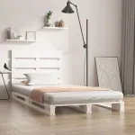 Cadru de pat fără saltea, alb, 75x190 cm, lemn masiv de pin GartenMobel Dekor