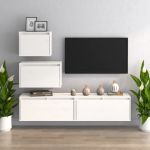 Comode TV, alb, 4 buc., lemn masiv de pin GartenMobel Dekor