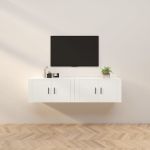 Dulapuri TV montate pe perete, 2 buc., alb, 80x34,5x40 cm GartenMobel Dekor