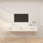 Dulapuri TV montate pe perete, 3 buc., alb, 80x34,5x40 cm GartenMobel Dekor