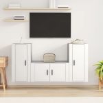 Set comodă TV, 3 piese, alb, lemn prelucrat GartenMobel Dekor