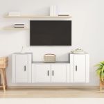 Set comodă TV, 3 piese, alb, lemn prelucrat GartenMobel Dekor