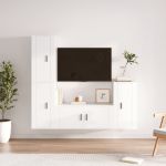 Set dulap TV, 4 piese, alb, lemn prelucrat GartenMobel Dekor