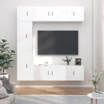 Set dulap TV, 7 piese, alb, lemn prelucrat GartenMobel Dekor