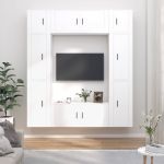Set dulap TV, 8 piese, alb, lemn prelucrat GartenMobel Dekor